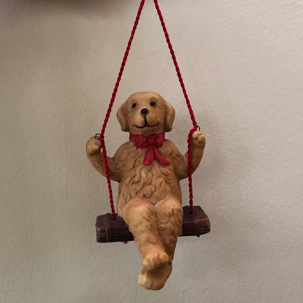 VINTAGE Ceramic Yellow Lab/ Labrador/ Labradoodle Dog Ornament Hanging Decor